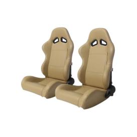Cipher Auto CPA1001 Beige Synthetic Leather Universal Racing Seats
