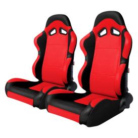 Cipher Auto CPA1003 Black/Red Full Carbon Fiber PU Racing Seats - Pair