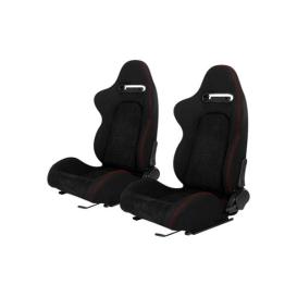 Cipher Auto CPA1019 Black Cloth With Microsuede Inserts And Red Stitching Universal Racing Seats