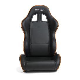 Cipher Auto CPA1031 Black Synthetic Leather with Orange Accent Piping Universal Racing Seats