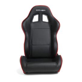 Cipher Auto CPA1031 Black Synthetic Leather with Red Accent Piping Universal Racing Seats