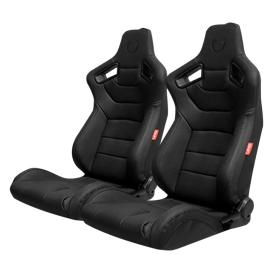 Cipher Auto CPA2009 Black Leatherette Carbon Fiber With Black Stitching Racing Seats - Pair