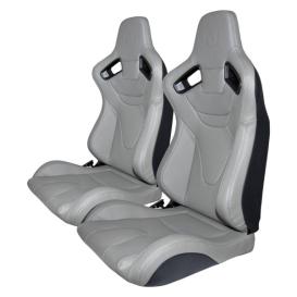 Cipher Auto CPA2009 AR-9 Revo Racing Seats Gray Leatherette w/ Carbon Fiber Leatherette Backing