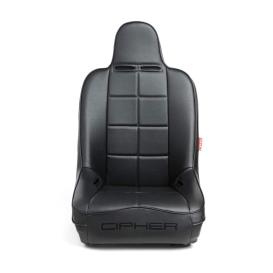 Cipher Auto CPA3004 Black Leatherette With White Piping Universal Fixed Bucket Suspension Jeep Seat - Each