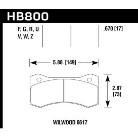 Hawk Wilwood 17mm 6617 Claliper Brake Pad Set