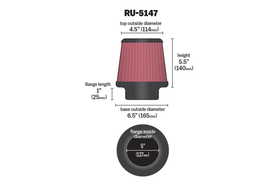RU-5147 K&N Universal Clamp-On Air Filter