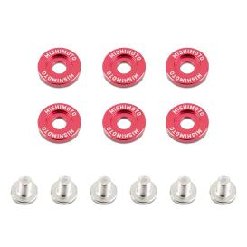 Mishimoto Red M6 X 1.0 Fender Washer And Bolt Kit, 16.7mm OD, 6 Pcs