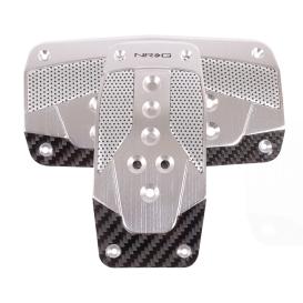 NRG Innovations Silver Aluminum with Black Carbon Fiber Automatic Sport Pedal Covers