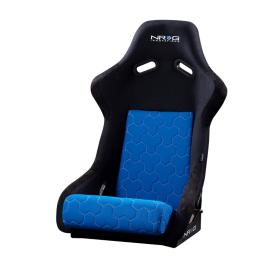 NRG Innovations FRP Bucket Seat Replacement Cushions in Blue Fabric with Hexagonal White Stitching