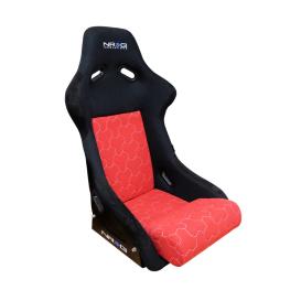 NRG Innovations FRP Bucket Seat Replacement Cushions in Red Fabric with Hexagonal White Stitching