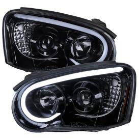 Spec-D Tuning Driver and Passenger Side Projector Headlights with LED DRL Tube (Glossy Black Housing, Smoke Lens)