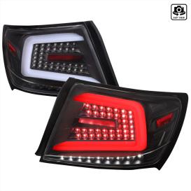 Spec-D Tuning Driver and Passenger Side LED Tail Lights with Switchback Sequential Turn Signals and White LED Bar (Matte Black Housing, Clear Lens)