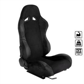 Spec-D Tuning Black Suede with Black Stitching Fully Reclinable Racing Seat with Sliders (Passenger Side)