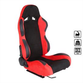 Spec-D Tuning Black / Red Suede Fully Reclinable Racing Seat with Slider (Passenger Side)