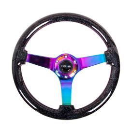 NRG Innovations 3-Spoke Sparkled Flake Wood Grain Steering Wheel